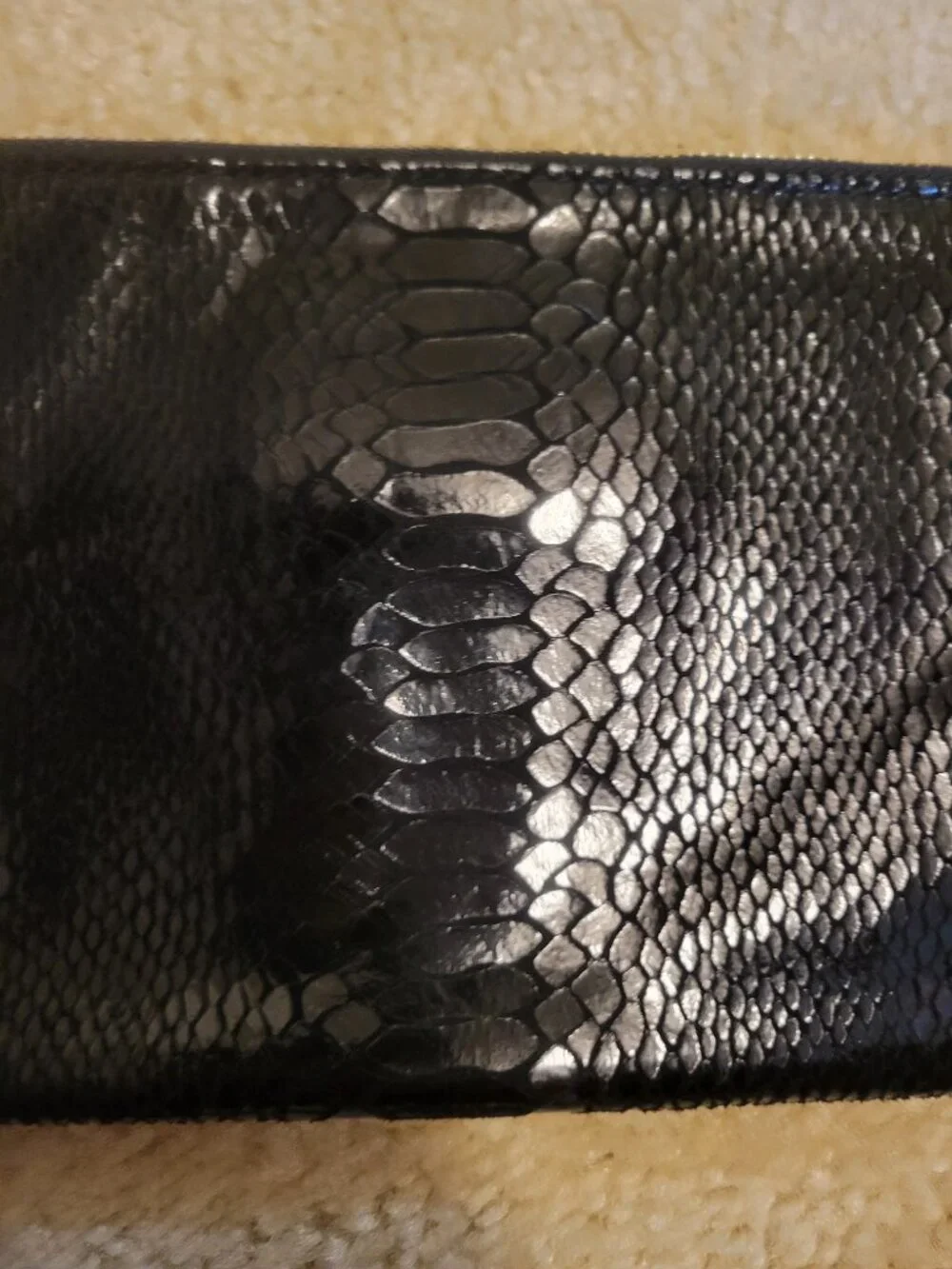 Michael Kors Faux Snakeskin Patant Wristlet Black